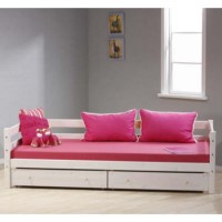 Thuka Minnie Solid Pine White Storage Day Bed - without mattress