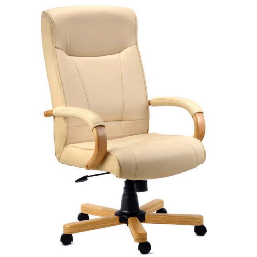 GRADE A1 - Teknik Office Knighton Leather Faced Executive Chair in Light Oak