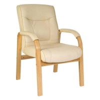 Teknik Office Knighton Leather Faced Visitors Chair in Light Oak
