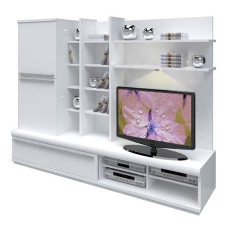 Sciae New White High Gloss Multi-Shelf Entertainment Unit