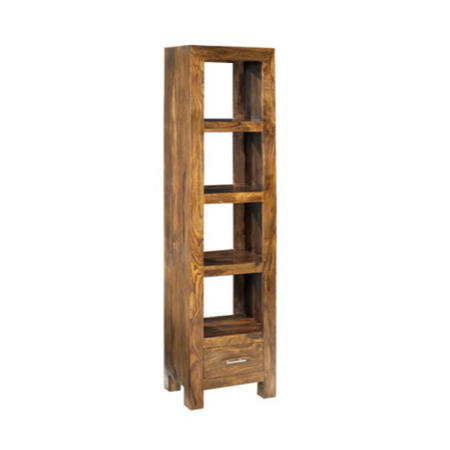 GRADE A1 -  Laguna Sheesham 4 Shelf 1 Drawer Display Cabinet