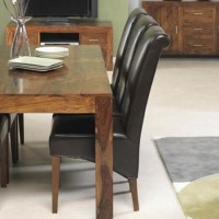 Heritage Furniture UK Laguna Sheesham Brown Upholstered Dining Chair pair