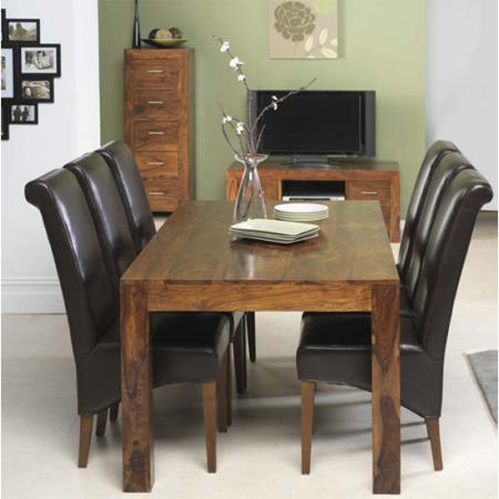 Heritage Furniture UK Laguna Sheesham 6 Seater 9 Piece Dining Room Set