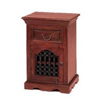 Heritage Furniture UK Delhi Indian 1 Drawer 1 Door Bedside Cabinet