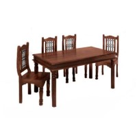 Heritage Furniture UK Delhi Indian Round Leg Rectangular Dining Table - 90 x 120cm