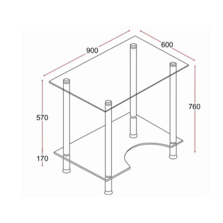 Jual Furnishings Pilot 2 Tier Black Glass Desk PT005 LTB