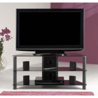 Jual Furnishings Thorley Black Glass Large Corner TV Unit TL001 BB