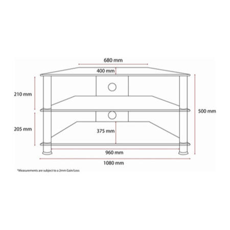 Jual Furnishings Thorley Clear Glass Large Corner TV Unit TL001 S