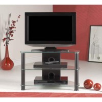 Thorley Clear Glass Small Corner TV Unit with Black Uprights TL003 BC
