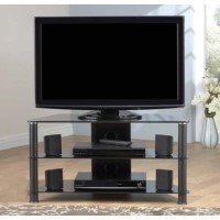Jual Furnishings Thorley Black Glass Medium Corner TV Unit TL004 BB