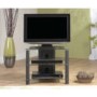 Thorley Clear Glass Compact Corner TV Unit with Black Uprights TL007 BC