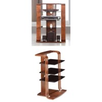 Jual Furnishings Caleb Black Glass Hi-fi Unit in Walnut CL204
