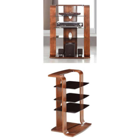 Jual Furnishings Caleb Black Glass Hi-fi Unit in Walnut CL204