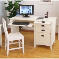 Maine White Computer Desk and Chair Set