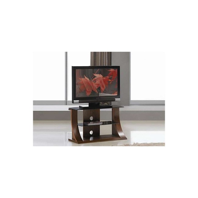 Langdon Small Black Glass TV Unit with Wooden Frame - TV's up to 32" - 39"