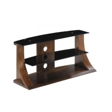 Langdon Small Black Glass TV Unit with Wooden Frame - TV's up to 32" - 39"