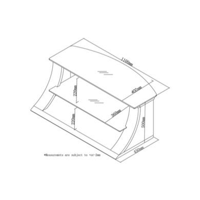 Langdon Small Black Glass TV Unit with Wooden Frame - TV's up to 32" - 39"