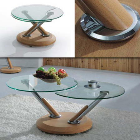 Exclusive UK Tokyo Glass Extending Coffee Table in Oak
