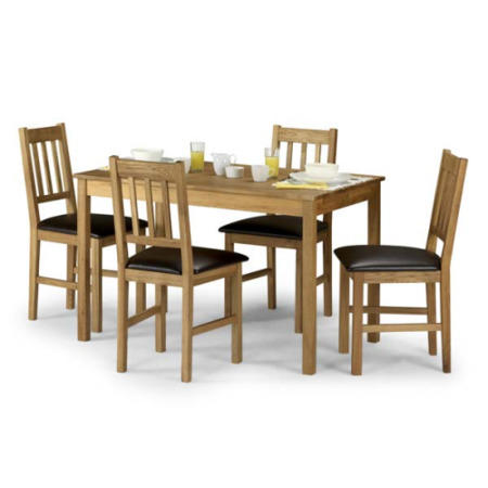 Julian Bowen Coxmoor Solid Oak Rectangular 4 Seater Dining Set