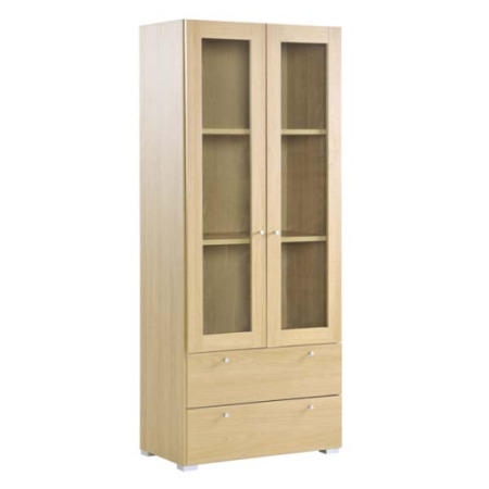Dams Furniture Eco Tall Glazed Combination Cupboard in Oak