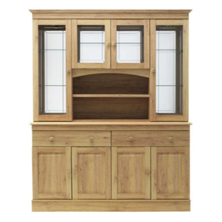 Caxton Furniture Driftwood 4 Glazed Door Display Cabinet in Oak