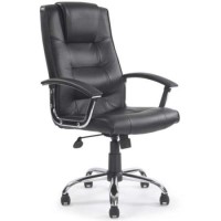 Eliza Tinsley Kirk Chrome and Black Leather Faced Executive Chair