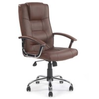 Eliza Tinsley Kirk Chrome and Brown Leather Executive Chair