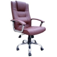 Eliza Tinsley Kirk Chrome and Burgundy Leather Executive Chair