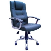 Eliza Tinsley Kirk Chrome and Blue Leather Executive Chair
