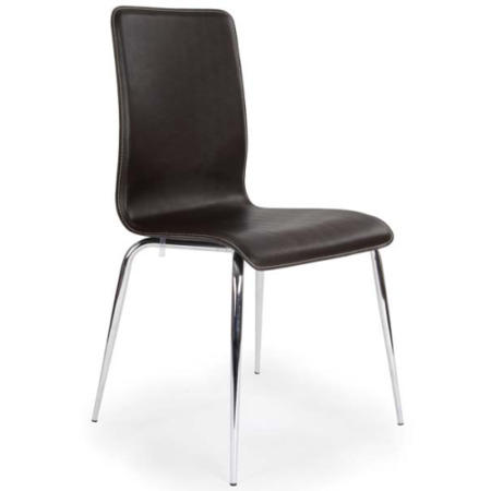 GRADE A1  - Casey Stackable Contract Dining Chairs in Brown Leather - As New