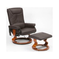 Restwell Roma Leather Faced Massage Chair and Footstool - cream