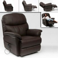 Restwell Lars Leather Faced Single Motor Electric Recliner Armchair - Brown