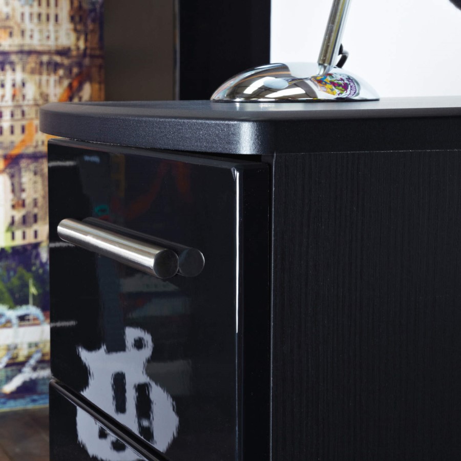 Welcome Furniture Knightsbridge High Gloss Deep 4 Drawer Chest in Black
