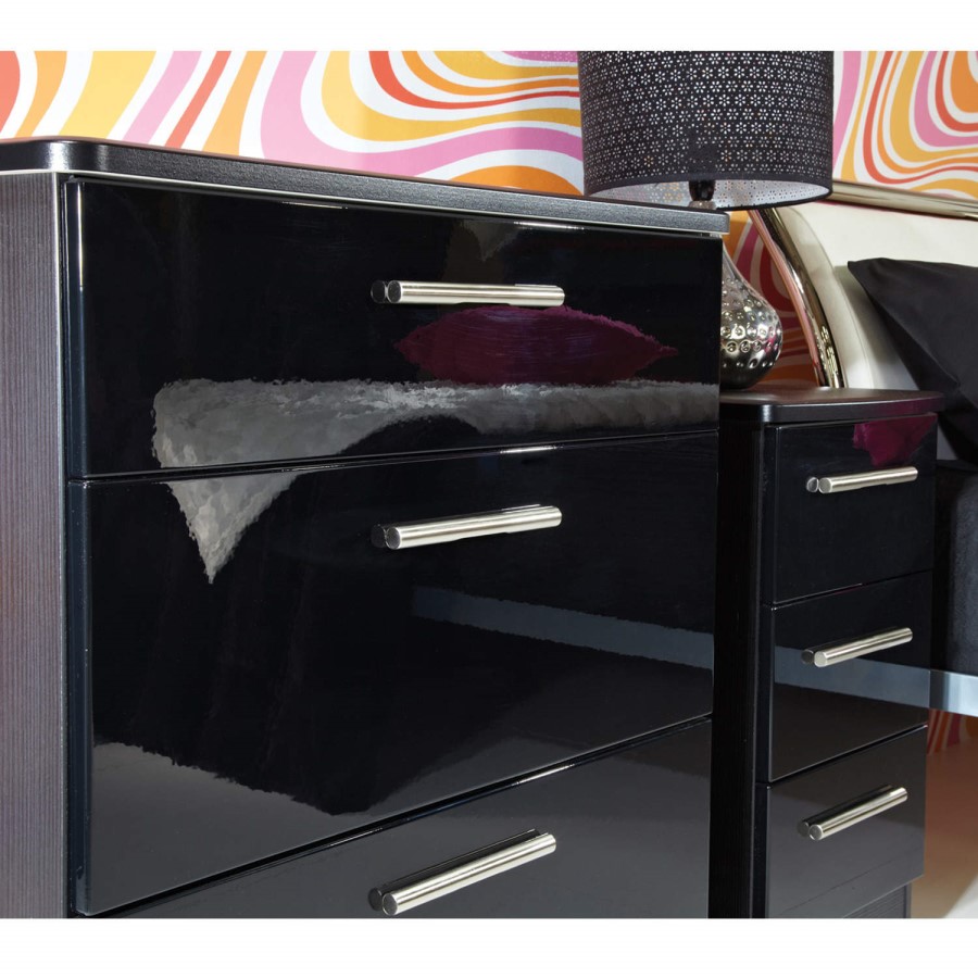 Welcome Furniture Knightsbridge High Gloss Deep 4 Drawer Chest in Black