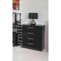 Welcome Furniture Knightsbridge High Gloss Small 4 Drawer Chest in Black
