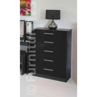 Welcome Furniture Knightsbridge High Gloss 5 Drawer Chest in Black
