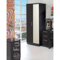 Welcome Furniture Hatherley High Gloss 2 Door Mirrored Wardrobe in Black