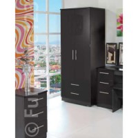 Welcome Furniture Knightsbridge High Gloss 2 Drawer 2 Door Wardrobe in Black