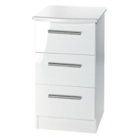 Welcome Furniture Hatherley High Gloss 3 Drawer Bedside Chest in White