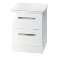 Knightsbridge High Gloss 2 Drawer Bedside Chest in White