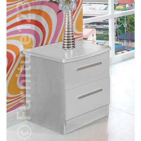 Knightsbridge High Gloss 2 Drawer Bedside Chest in White