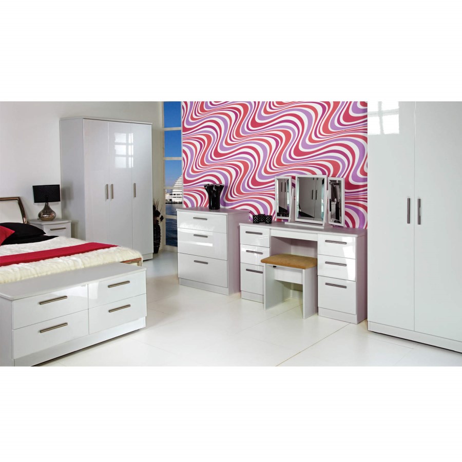 Welcome Furniture Knightsbridge High Gloss 5 Drawer Chest in White