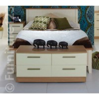 Welcome Furniture Hatherley High Gloss 4 Drawer Wide Chest in Oak and Cream