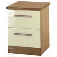 Welcome Furniture Hatherley High Gloss 2 Drawer Bedside Chest in Oak and Cream