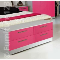 Welcome Furniture Hatherley High Gloss 4 Drawer Wide Chest in White and Pink