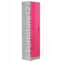 Hatherley High Gloss 1 Door Wardrobe in White and Pink - 