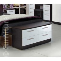 Welcome Furniture Hatherley High Gloss 4 Drawer Wide Chest in Black and White - black base white gloss