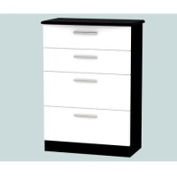 Knightsbridge Large 4 Drawer Chest in White High Gloss and Black Matt