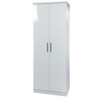 GRADE A2 - Welcome Furniture Knightsbridge High Gloss 2 Door Wardrobe in White