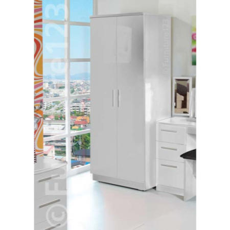 GRADE A2 - Welcome Furniture Knightsbridge High Gloss 2 Door Wardrobe in White